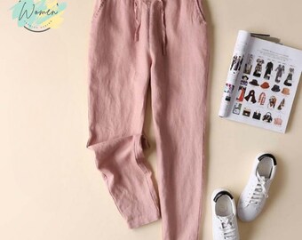 Loose Cotton Trousers | Casual Linen Pants | Comfortable Clothing