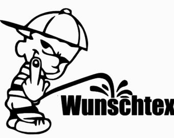 Junge pinkelt auf Wunschtext Fun Auto Aufkleber Sticker Tuning Styling LKW Bike Glas Wunschfarbe 057