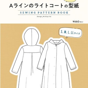 Puede incluir: Un patrón de costura para un abrigo ligero de línea A con capucha. El patrón incluye instrucciones para las tallas S, M, L y LL. El patrón está diseñado por Michiyo Ito y cuesta 6,60 €.