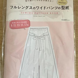 Full-Length Wide Pants Pattern for Women Japanese Sewing PatternsMegumi Aoki NANATONE wide-legged pants - Japanese Craft books