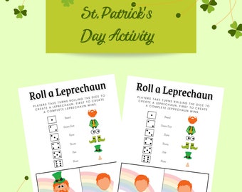 St. Patrick’s Day Activity, Kids Leprechaun Game, Saint Pattys Classroom, March Ideas for Kids, Roll a Leprechaun - INSTANT DIGITAL DOWNLOAD