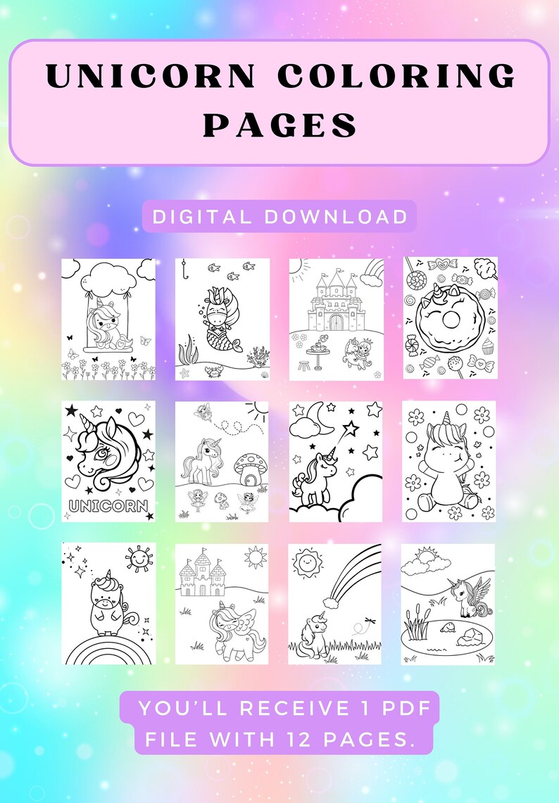 Unicorn Coloring Pages, Kids Unicorn Activity, Unicorn Classroom