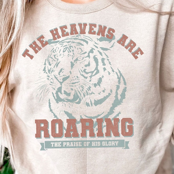 Heavens are Roaring PNG Christian Sublimation Designs Downloads Jesus Aesthetic Clothing Bible Verse Cute Boho Tshirt Designs DTF Prints