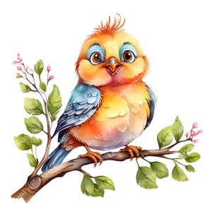 26 imágenes prediseñadas de pájaro caprichoso lindo, Imágenes prediseñadas de pájaro divertido, PNG transparente de alta calidad, Arte de papel, Diarios basura, Descarga digital, Uso comercial
