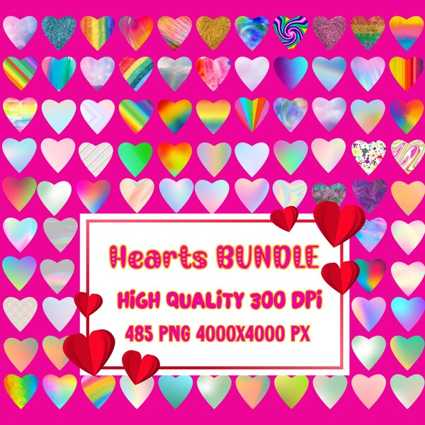 485 Hearts Clip Art, Love Clipart, Pastel Hearts, Commercial Use Instant Download, PNG Hearts, Digital Clip Art, Valentine's Day Clip Art