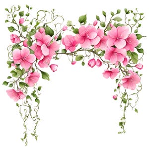 40 Vibrant Pink Floral Clipart, Hot Pink Flowers PNG, Vibrant Blooms, Pink Floral Wedding Clipart, Watercolor Floral Clipart, Commercial use