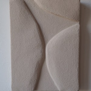 Peinture moderne 3D blanc cassé - Décoration murale en relief unique - Décoration murale blanc sable - Cadeau artisanal - Oeuvre d'art