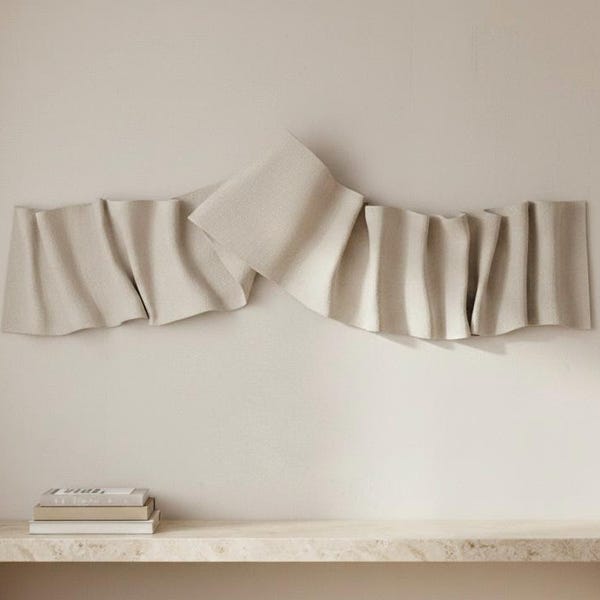 Modern 3D Textured Wall Art – Sculptural Plaster Painting – Handmade Folded Fabric  – Designers Choice