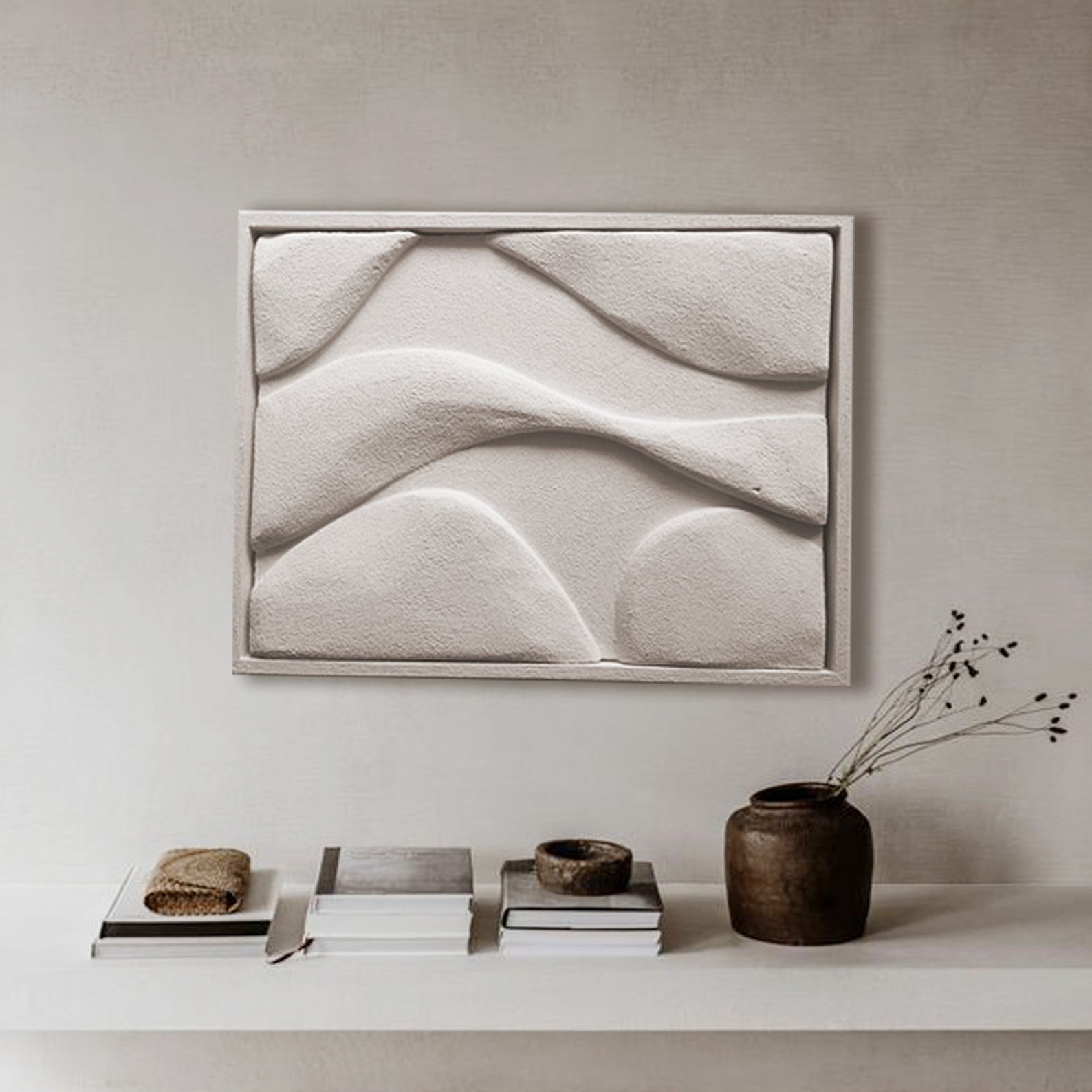 Textured Plaster Wall Art - Handmade 3D Sculptural Painting ...