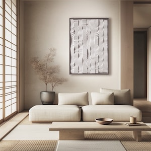 Peinture 3D Moderne: Art Mural Unique en Relief, Plâtre Sculptural, Déco Murale Blanc Sable - Cadeau Idéal Fait Main Pendaison de Crémaillèr