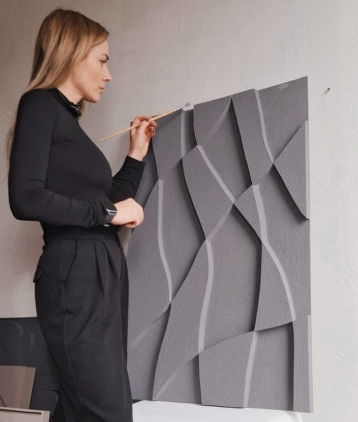 Textured 3D Geometric Wall Art - Modern Abstract Relief Sculpture