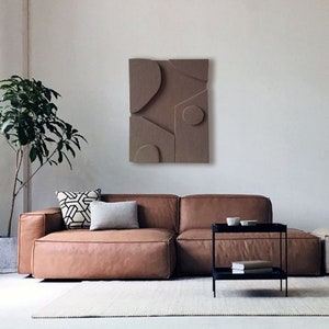 Fusion géométrique : Tableau texturé 3D - Art mural sculptural contemporain - Décoration design Wabi-sabi - Art en stuc