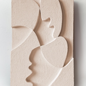 Peinture 3D Moderne : Art Mural en Relief Unique, Plâtre Sculptural, Décoration Murale Blanc Sable - Cadeau Idéal Fait Main pour Pendaison