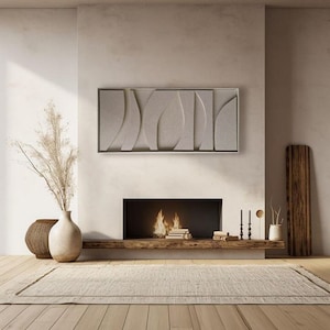 Tableau 3D Moderne: Art Mural en Relief, Plâtre Sculptural, Beige Sable - Cadeau Unique