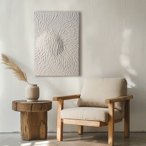 Peinture 3D Moderne: Art Mural Unique en Relief, Plâtre Sculptural, Déco Murale Blanc Sable - Cadeau Idéal Fait Main Pendaison de Crémaillèr