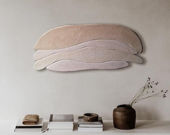 Minimalistische Wandskulptur, Gipswandkunst, Wabi-Sabi-Kunst, Moderner Wandbehang, Weißes Wandgemälde, Einzugsgeschenk