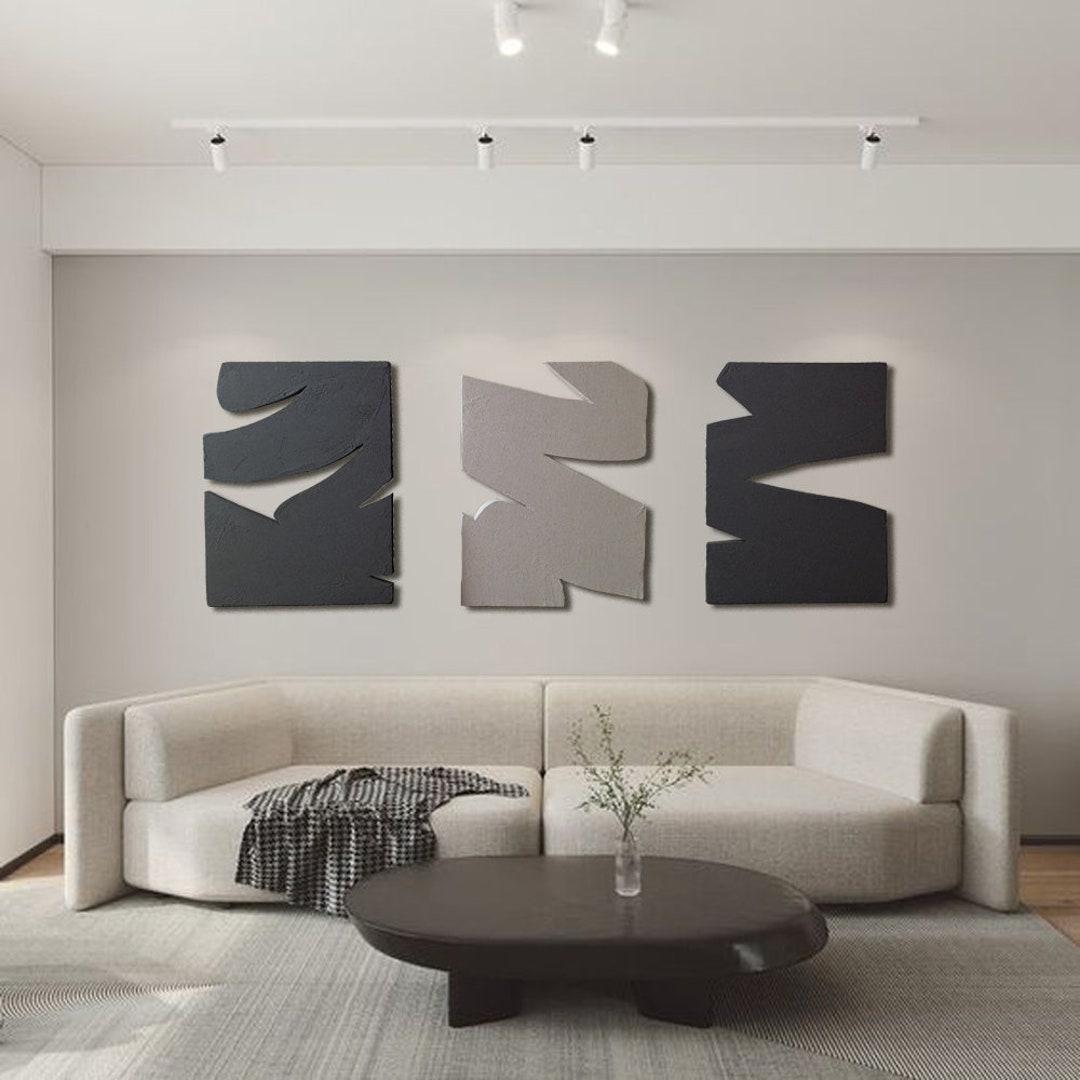 Visual Reference: Modern 3D Wall Art Set 3 Pieces Textured Relief Art