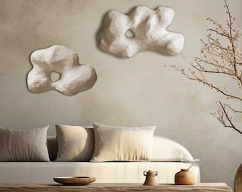 Minimalistic Style Wall Sculpture - Plaster Wall Art - Wabi Sabi - Modern Wall Hanging - White Wall Painting - Housewarming Gift