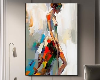 Gift for girls, original elegant ladies oil painting, modern abstract art, female artwork, abstract art, room decoration for women