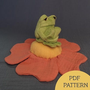 Frog on Flower Posable Plush – Easy Doll PDF Digital Sewing Pattern Tutorial