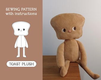 Toast Plush – Breakfast Bread Food Doll – PDF Digital Sewing Pattern Tutorial