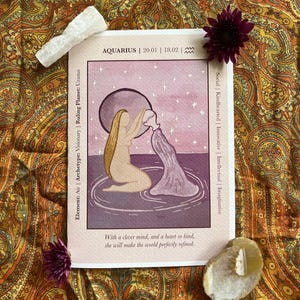 Cartes Horoscope signe du zodiaque | Verseau | Cartes-cadeaux | Lune et astrologie | Impressions d'art | Spirituel