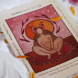 Stier Sternzeichen, Astrologie Kunstdruck, göttlich weibliches Geschenk