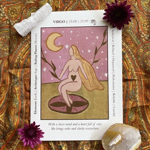 Carte oroscopo segno zodiacale / Vergine / Buoni regalo / Luna e astrologia / Stampe artistiche / Spirituali