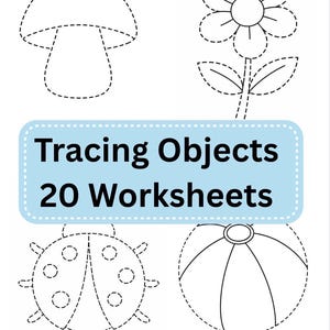 Tracing Objects Worksheets | Toddler Tracing Activity | Preschool Fine Motor Practice | Printable Learning Worksheets Ages 2-4