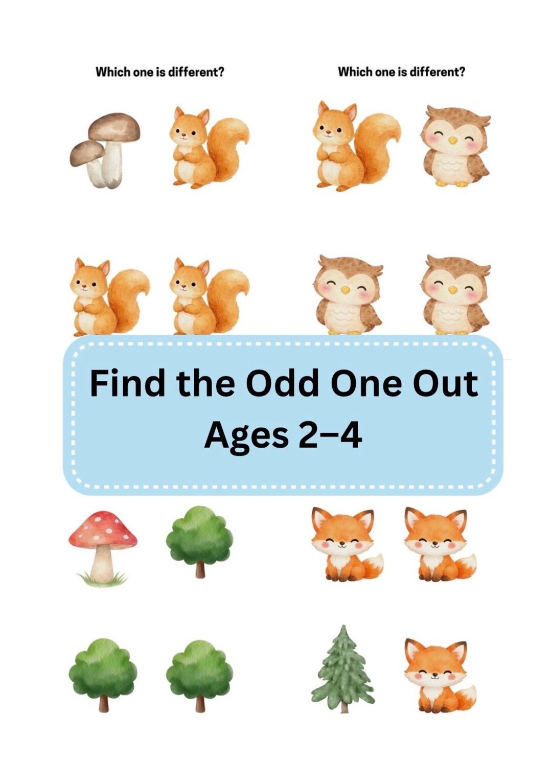 Woodland Odd One Out Printable for Toddlers | Forest Animals Activity ...