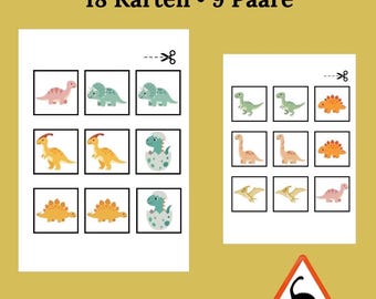 Dinosaur Memory Game for Kids | Printable Memory Game | 18 Cards | PDF Download | Kindergarten & Preschool
