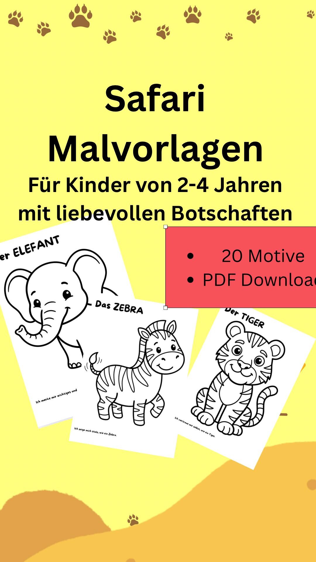 Malvorlagen Safari PDF | Ausmalbilder Für Kinder 2–4 Jahre | 20