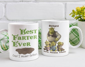Personalized Shrek Funny Trending Mug, Can't Today I'm Swamped Shrek and Fiona Mug, Best Fater Ever Gift, Shrek Face Meme Mug