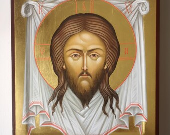 Hand-Painted Jesus Christ Icon: Egg Tempera, Gold Leaf, Byzantine, Orthodox icon