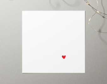 Tiny red heart love card | Printable card for her, him, friend | Anniversary card | Minimalistic | Birthday card | 1st anniversary card