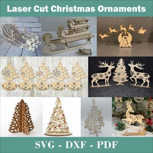 Weihnachtsverzierung Weihnachten festlicher Baum Deer Laser Cut Light Up Dekoration, Weihnachtsmann Schlitten svg Weihnachten Rentier svg, Weihnachten Laserschnitt