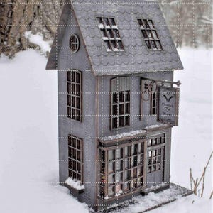 Modèle 3D de maison de potier découpé au laser, jouet en bois, librairie Flourish And Blotts, maison en bois dxf 3 mm et 6 mm SVG cdr DXF ai PDF fichier