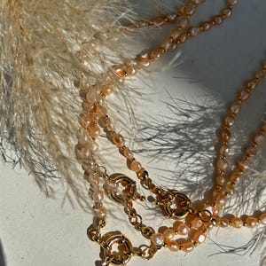 Pearl necklace "Golden Rose", necklace with freshwater pearls, pearl necklace white, pearl necklace pink, choker, necklace, gift, spring, summer