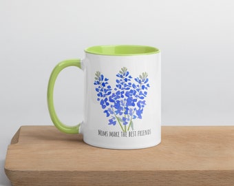 Gift for Mom Bluebonnet Ceramic Mug with Lime Interior Mothers Day Gift Coffee Mug for Mom Gift for Mom