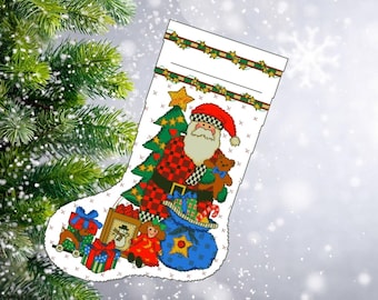 Christmas Stocking 60, PDF Counted Cross Stitch, Embroidery Chart, Hand Decor Embroidery, Needlepoint Chart, Instant download