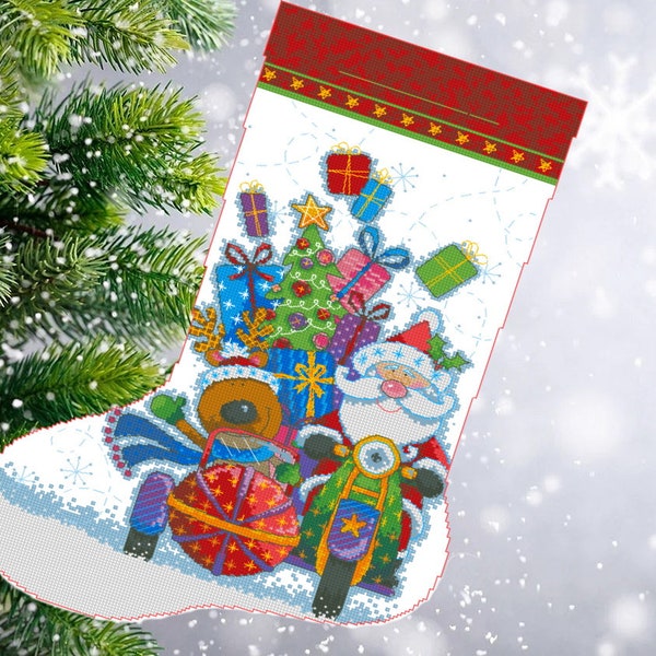 Calza di Natale 33, PDF contato punto croce, schema di ricamo, ricamo di decorazioni a mano, schema ad ago, download istantaneo