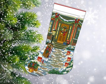 Christmas Stocking 18, PDF Counted Cross Stitch, Embroidery Chart, Hand Decor Embroidery, Needlepoint Chart, Instant download