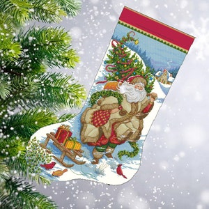 Christmas Stocking 16, PDF Counted Cross Stitch, Embroidery Chart, Hand Decor Embroidery, Needlepoint Chart, Instant download