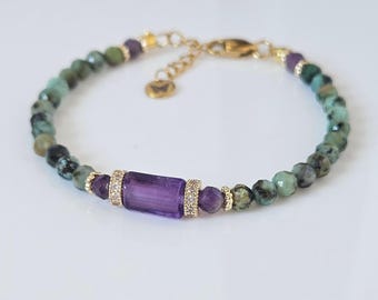Amethyst Bracelet with African Turqouise