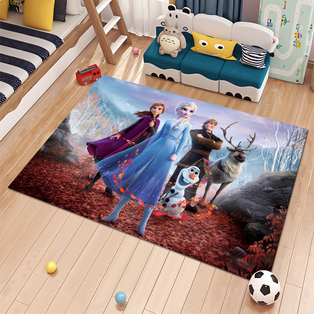 Elsa Rug, Anna Rug, Olaf Rug, Frozen Rug, Cartoon Rug, Kids Room Rug