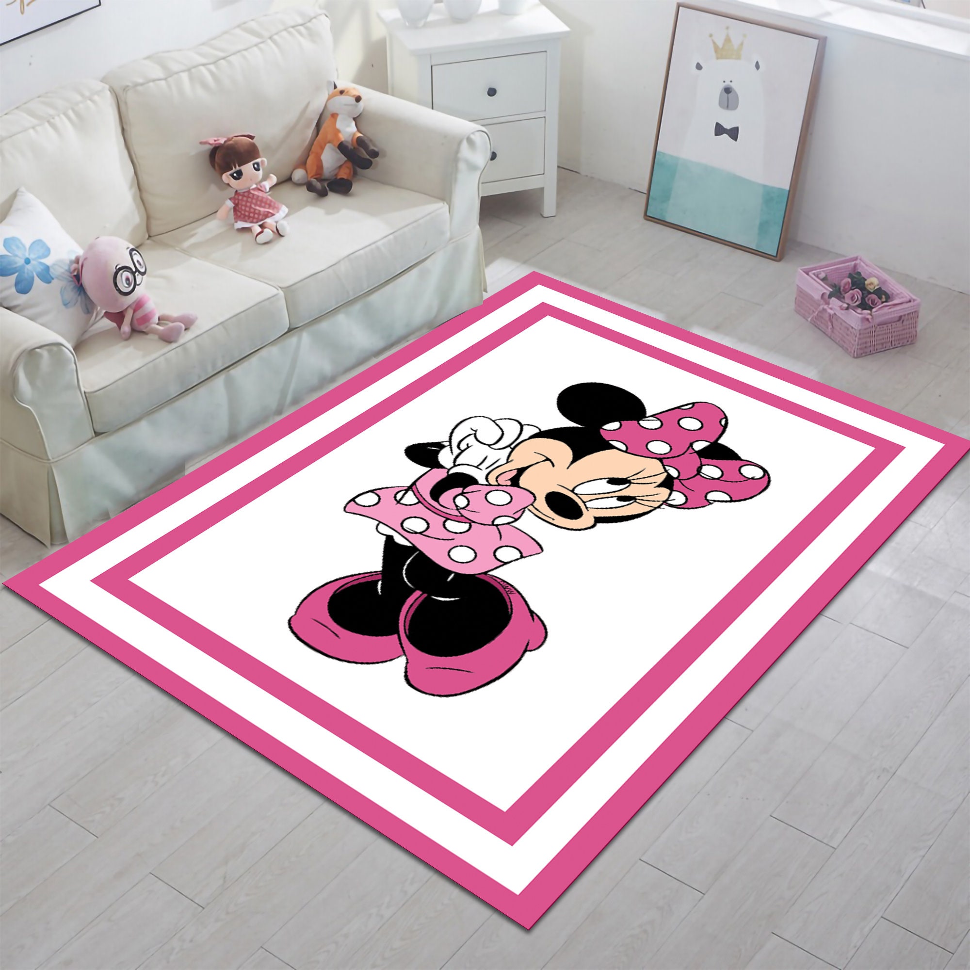 Discover Minnie Rug, Mouse Rug, Cartoon Rug, Kids Room Rug, Nursery Decor, Kids Decor, Cute Rug,Girl Room Rug,Custom Rug