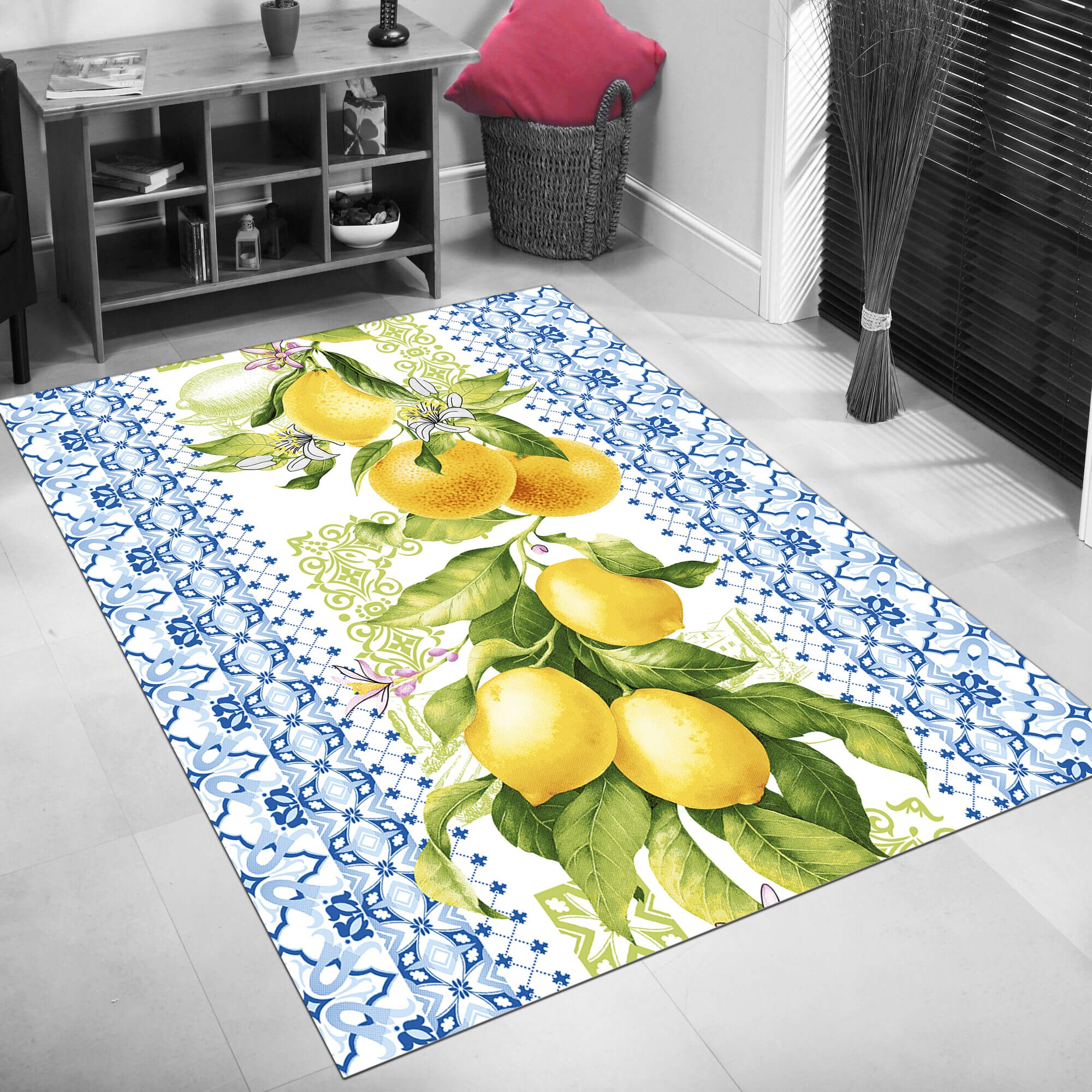 Discover Kitchen Rug, Lemon Rug, Fruit Rug, Kitchen Decor, Colorful Rug, Gift for Kitchen