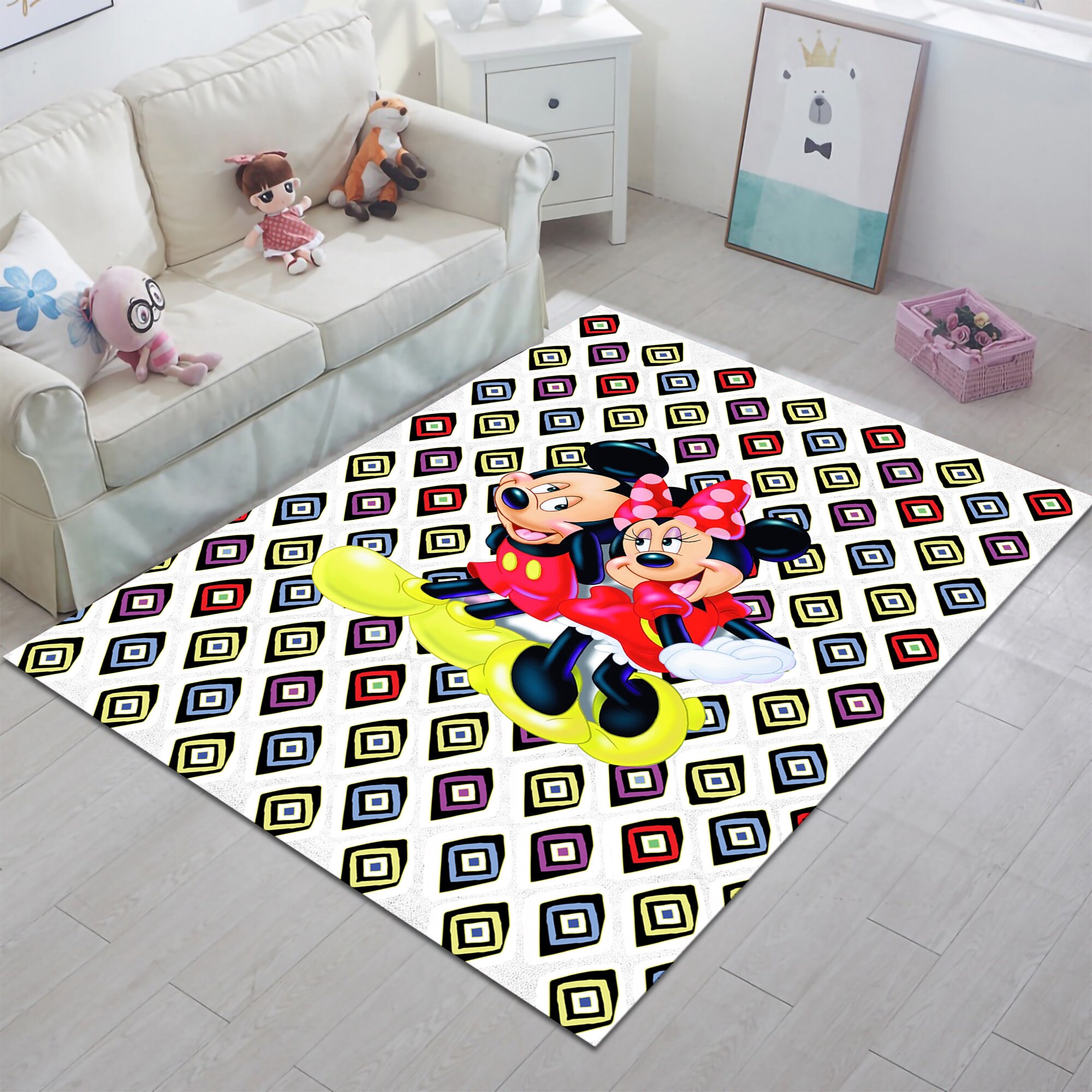 Discover Minnie Rug, Mickey Rug, Mouse Rug, Cartoon Rug, Kids Room Rug,Nursery Decor,Bdroom Rug,Kids Decor,Cute Rug,Girl Room Rug