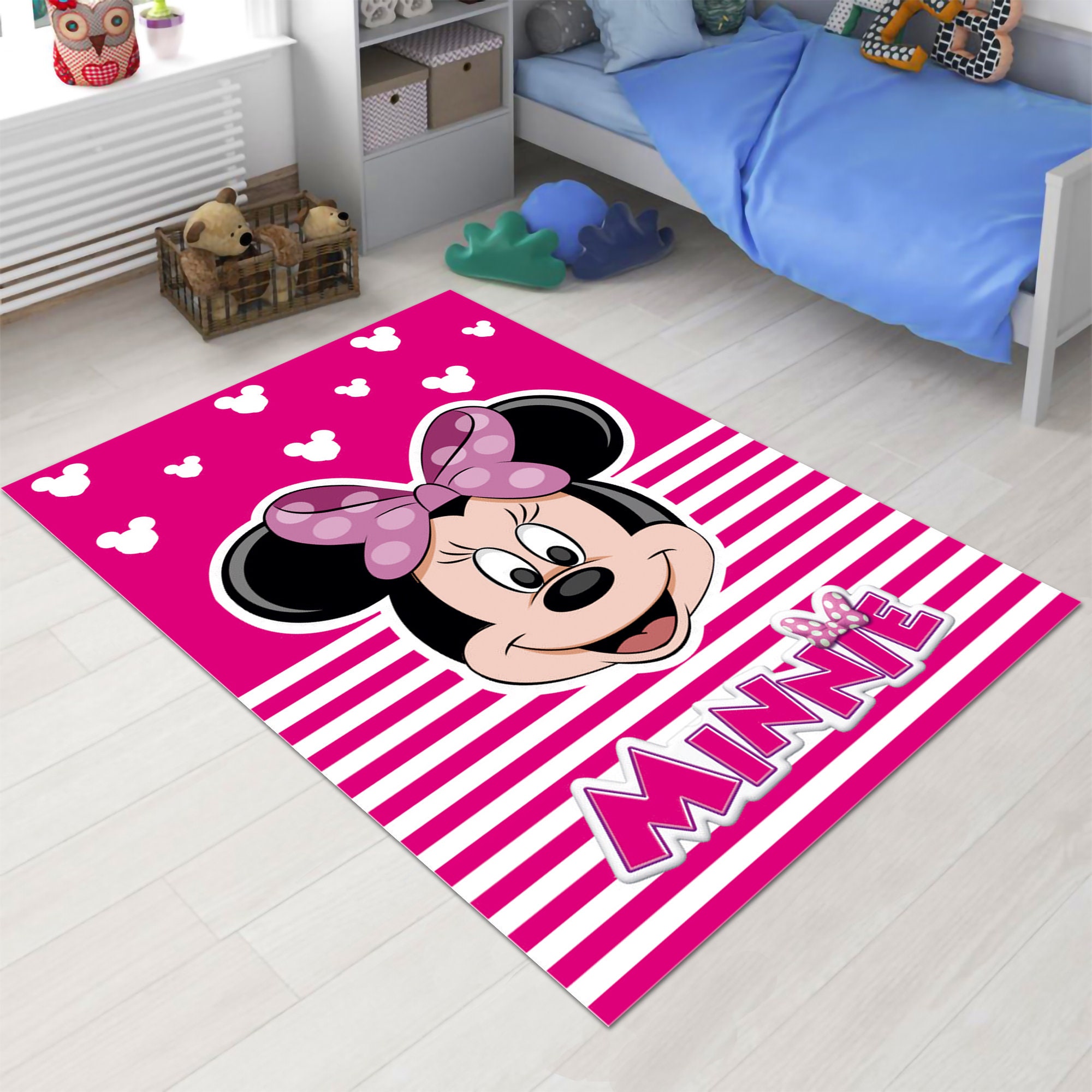 Discover Minnie Rug, Mouse Rug, Cartoon Rug, Gift for Daughter, Pink Rug, Kids Room Rug, Nursery Decor, Kids Decor, Cute Rug