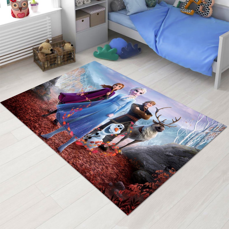 Elsa Rug, Anna Rug, Olaf Rug, Frozen Rug, Cartoon Rug, Kids Room Rug